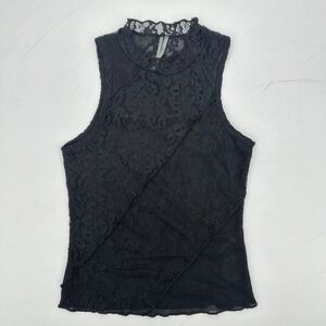 Anthropologie Women's Black Lace Sleeveless Top 2XS Gothic Witchy Whimsygoth
